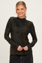 Olive Velvet Floral Mock Neck Top
