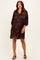 Brown Floral Velvet Maternity Dress