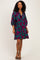 Teal Floral Velvet Dress