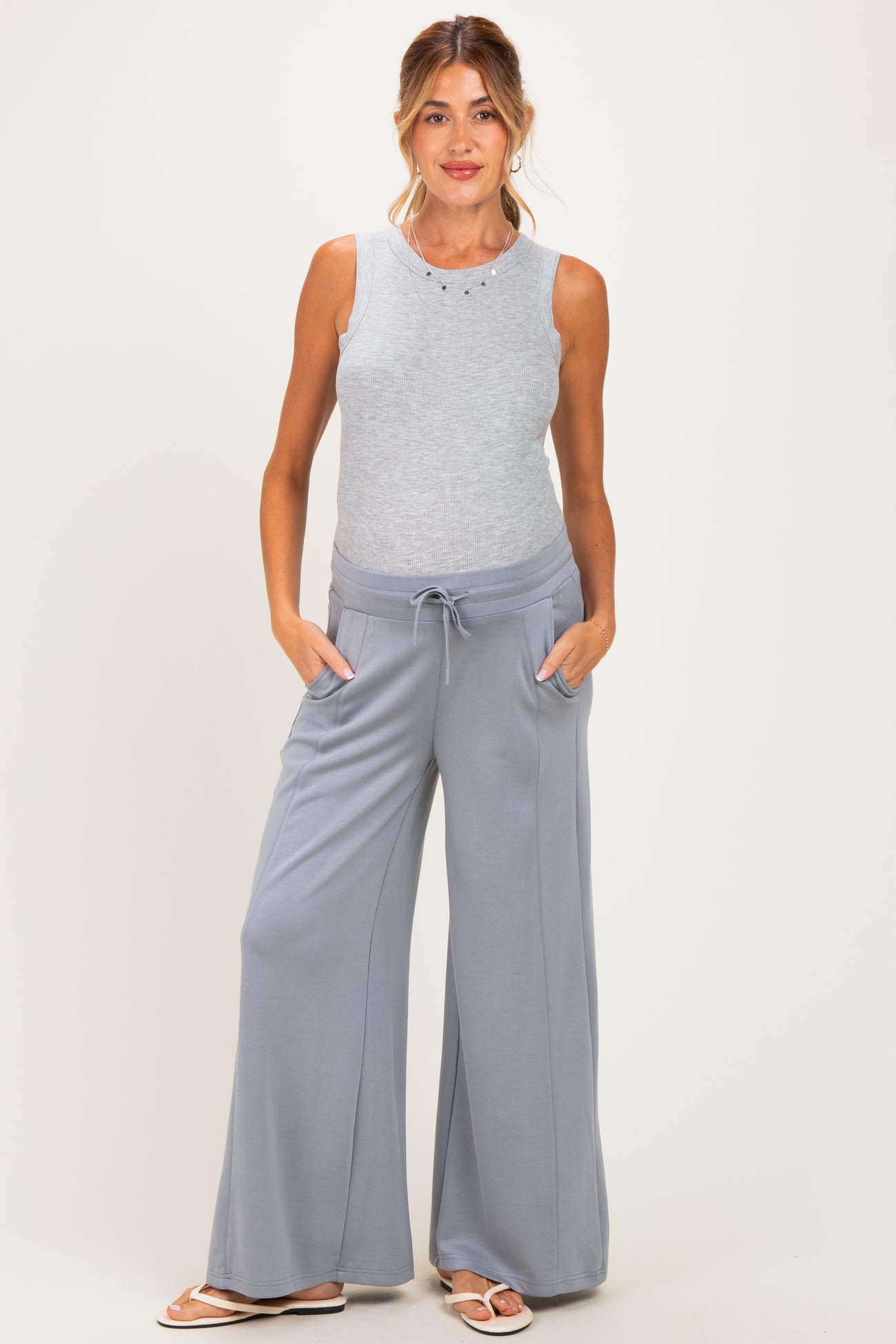 Grey Drawstring Maternity Lounge Pants