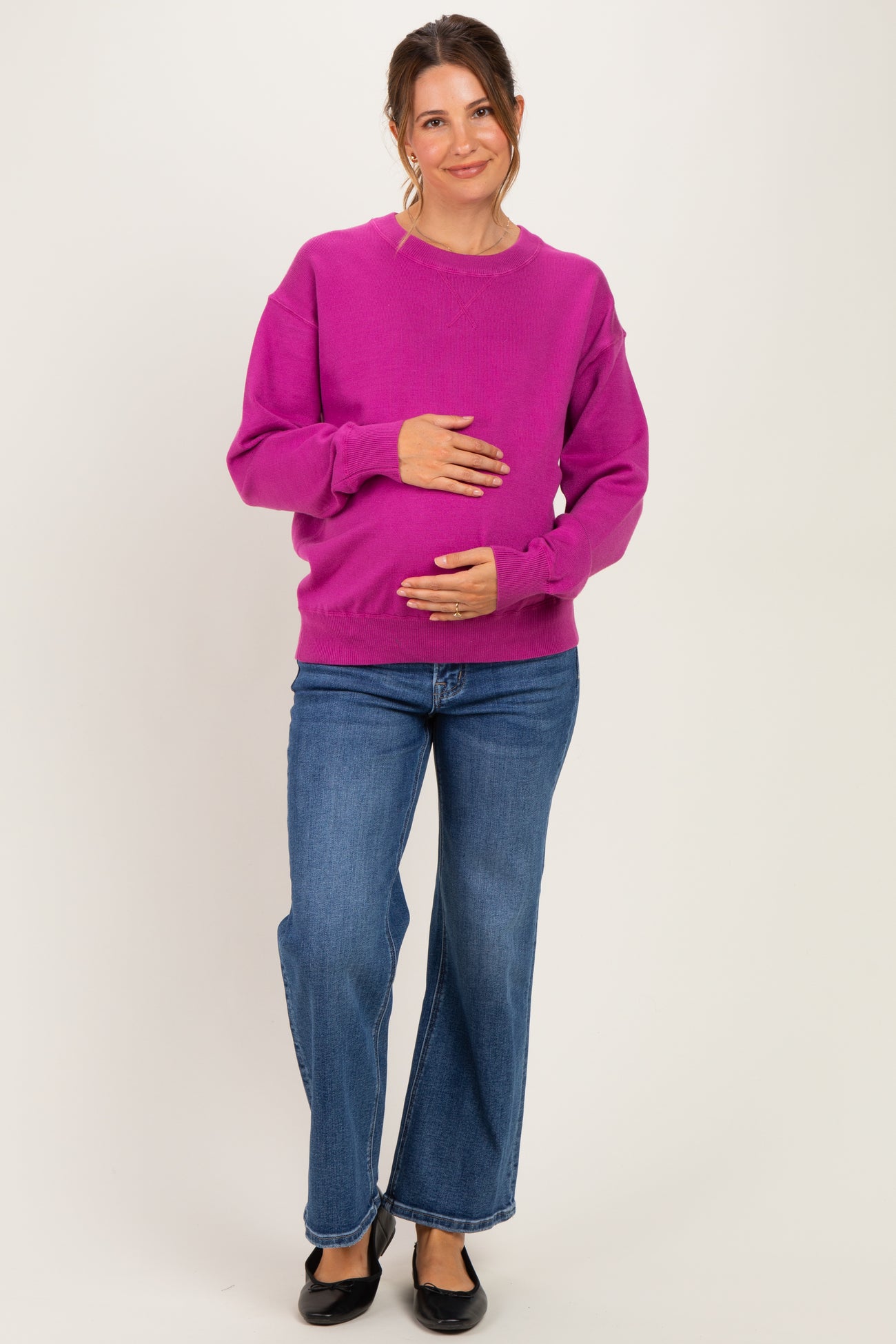 Magenta Basic Pullover Maternity Sweater