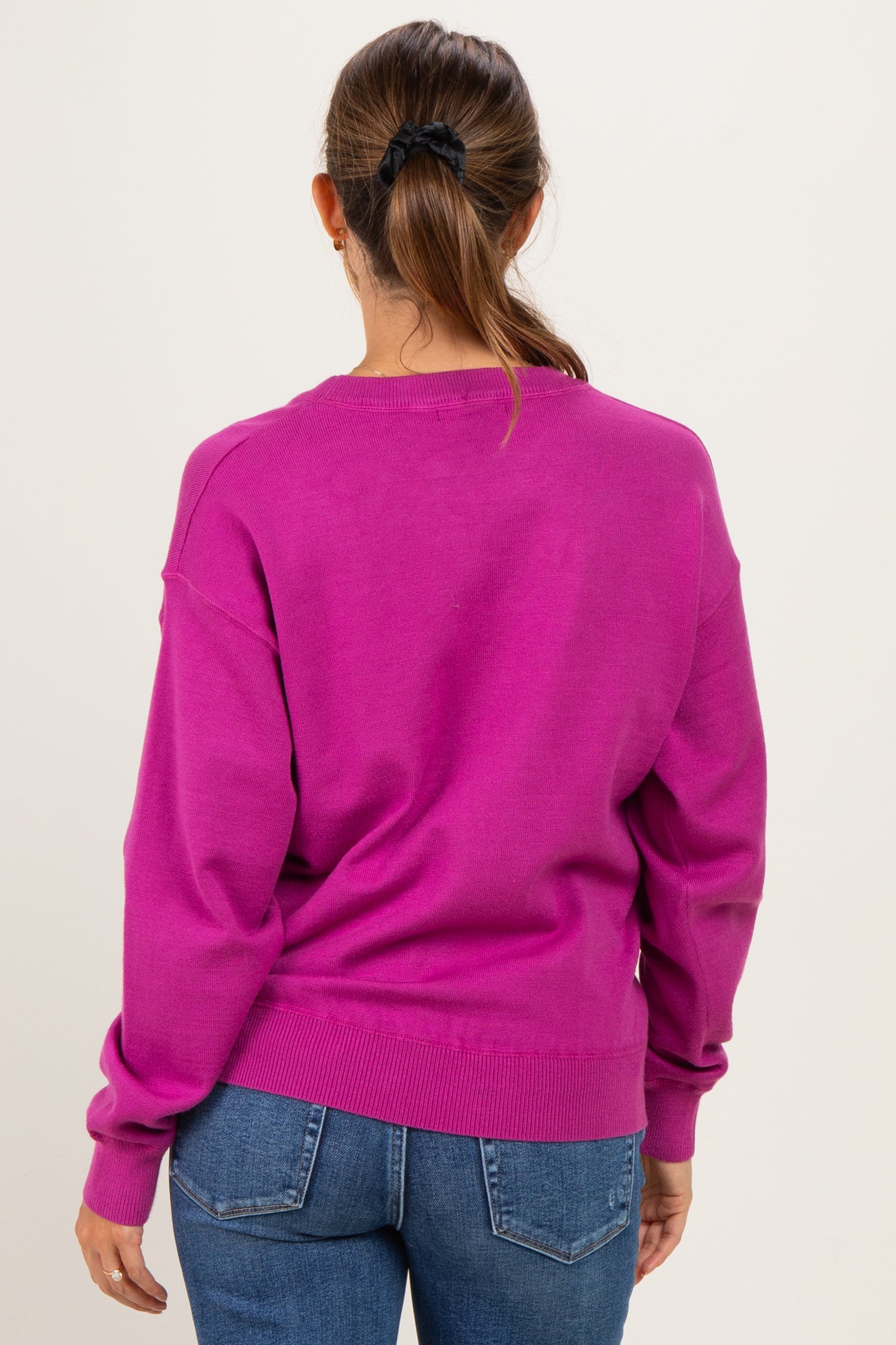 Magenta Basic Pullover Maternity Sweater