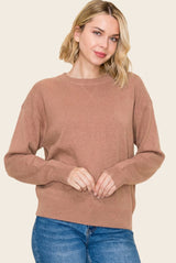 Light Camel Basic Pullover Maternity Sweater