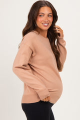 Light Camel Basic Pullover Maternity Sweater