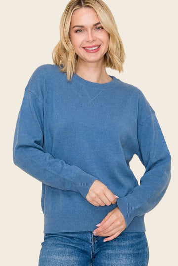 Blue Basic Pullover Sweater