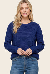 Light Navy Honeycomb Knit Maternity Sweater