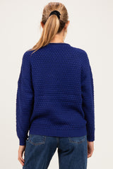 Light Navy Honeycomb Knit Maternity Sweater