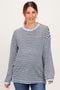 Navy Striped Slub Jersey Oversized Maternity Long Sleeve