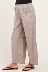 Chocolate Striped Cotton Barrel Leg Maternity Pants
