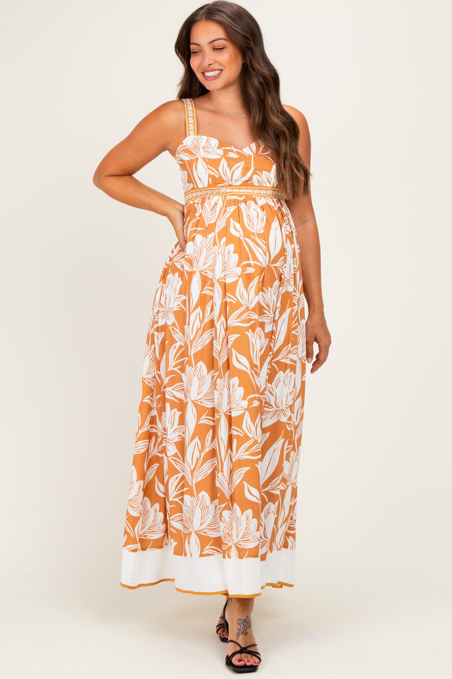 Amber Mixed Floral Sleeveless Maternity Maxi Dress – PinkBlush