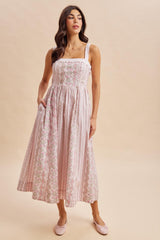 Pink Peony Column Floral Print Maxi Dress