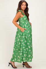 Fern Floral Ruffle Strap Maternity Maxi Dress