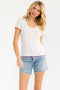 Ivory Red Ditsy Floral Lettuce Edge Henley Top