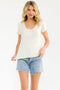 Ivory Mustard Ditsy Floral Lettuce Edge Henley Top