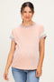 Coral Rib Color Block Short Sleeve Maternity Top