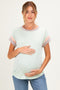 Mint Rib Color Block Short Sleeve Maternity Top