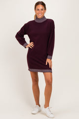 Plum Contrast Mock Neck Sweater Dress