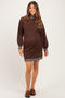 Brown Contrast Mock Neck Maternity Sweater Dress