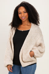 Oatmeal Chunky Knit Bubble Sleeve Cardigan