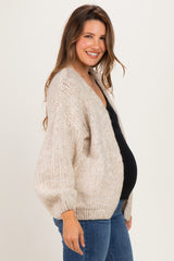 Oatmeal Chunky Knit Bubble Sleeve Maternity Cardigan