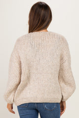 Oatmeal Chunky Knit Bubble Sleeve Maternity Cardigan