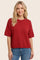 Red Basic Short Sleeve Sweater Top