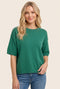 Green Basic Short Sleeve Sweater Top