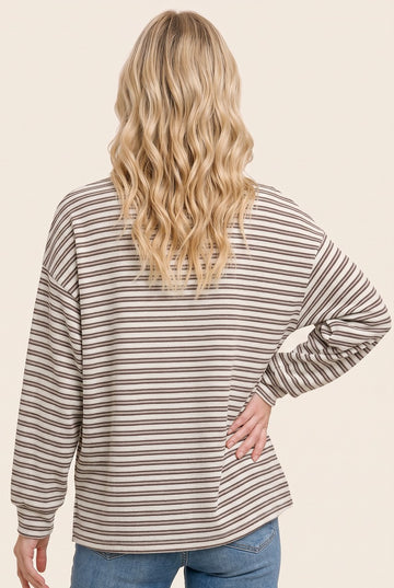 Brown Striped Long Sleeve Top