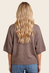 Lt Mocha Oversized Short Sleeve Sweater Top