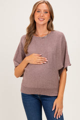 Lt Mocha Oversized Maternity Short Sleeve Sweater Top