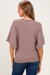 Lt Mocha Oversized Maternity Short Sleeve Sweater Top