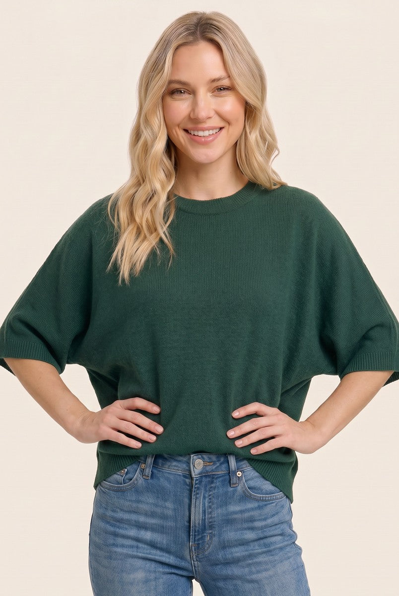 Forest Oversized Short Sleeve Sweater Top