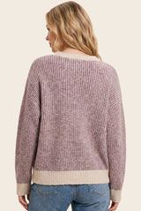 Berry Two Tone Ribbed Sweater