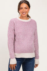 Berry Two Tone Ribbed Maternity Sweater