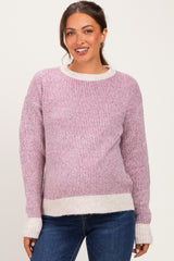 Berry Two Tone Ribbed Maternity Sweater