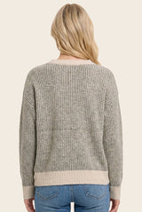 Olive Two Tone Ribbed Sweater