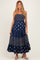 Navy Colorblock Floral Strapless Maternity Maxi Dress