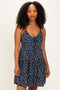 Navy Floral Front Tie Mini Dress