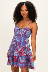 Blue Floral Paisley Patchwork Print Mini