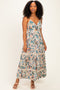 Ivory Floral Twist Front Keyhole Lace Trim Maternity Maxi Dress