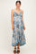 Blue Floral V-Neck Maternity Midi Dress