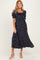 Navy Polka Dot Smocked Maternity Midi Dress