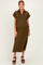Olive Collared Short Sleeve Maternity Midi Dress