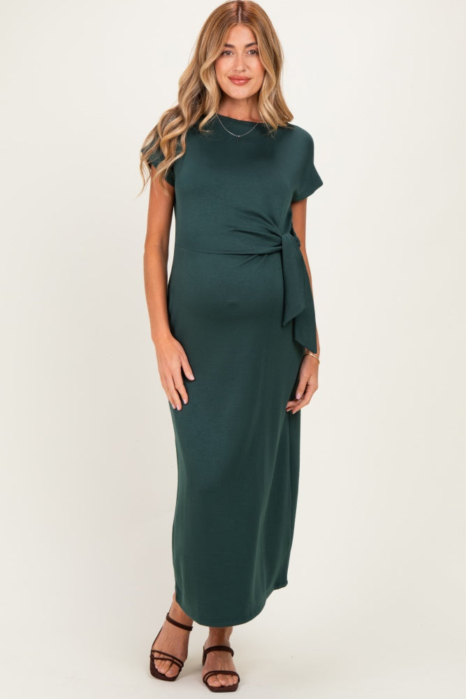 green midi maternity dress Vianne | MINT Lace Round-Neck Maternity Midi Dress