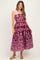 Burgundy Damask Strapless Maternity Midi Dress