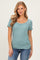 Jade Stripe Ruching Short Sleeve Top