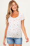Red Pointelle Ruching Short Sleeve Maternity Top