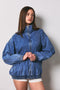 Dark Denim Zipper Front Oversized Jacket