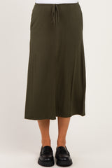 Olive Front Tie Maternity Maxi Skirt