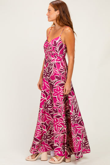 Berry Floral Sleeveless Maxi Dress